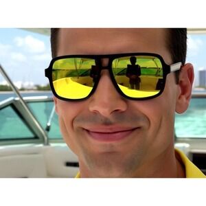 Men Sunglasses Rectangular Sporty UV400 Sun Protection Comfortable Yellw Lens